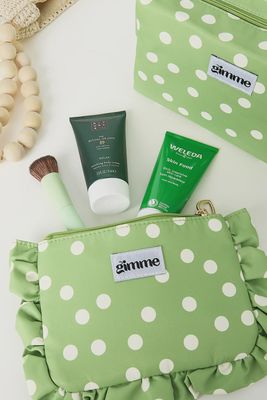 GIMME toilettas polkadot - groen/wit 19x13 cm