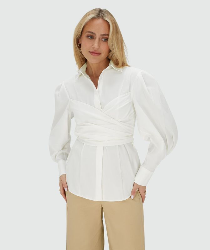 JV LUANN blouse getailleerd - off white