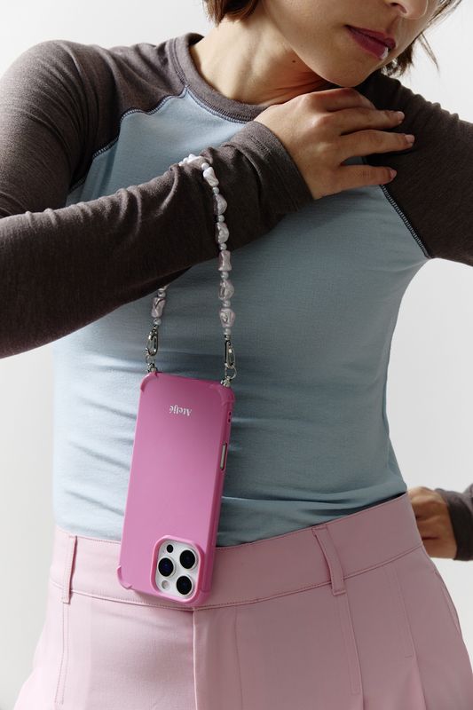 Kort telefoonkoord 'Pink Pearl'