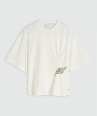 JV DACEY t-shirt met diamantjes - off white