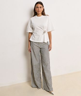 JV DACEY t-shirt met diamantjes - off white