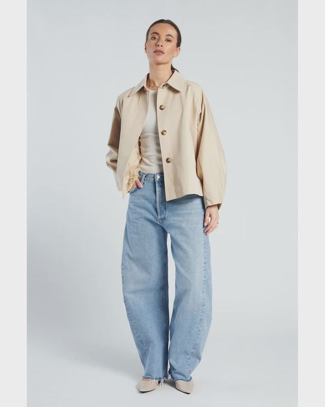 SPOOQ trenchcoat cropped - lichtbeige