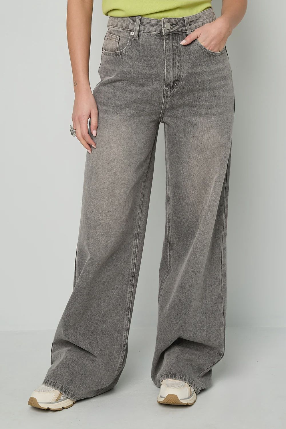 Wide leg jeans - grijs