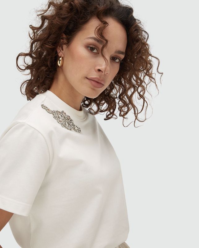 JV ROXY t-shirt met strass detail - off white