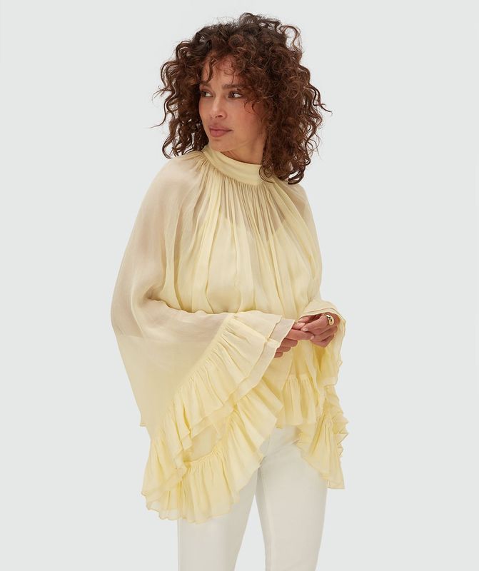 JV OIVA blouse met ruffles - butter yellow