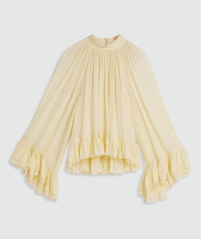 JV OIVA blouse met ruffles - butter yellow