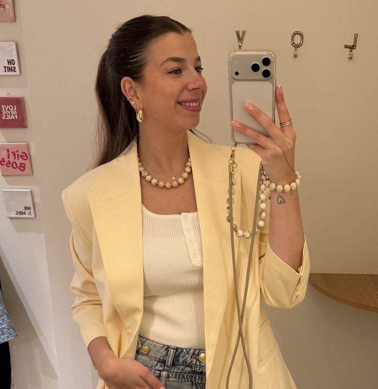 Kralen ketting 'beige love'