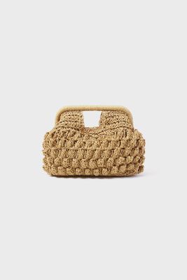 Beach clutch met chain - donker beige