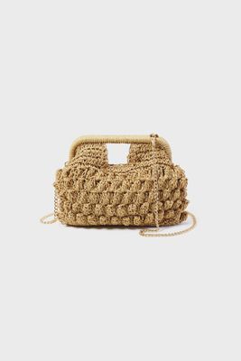 Beach clutch met chain - donker beige