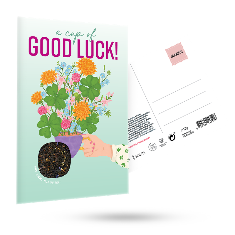 Thee kaart 'A cup of good luck'