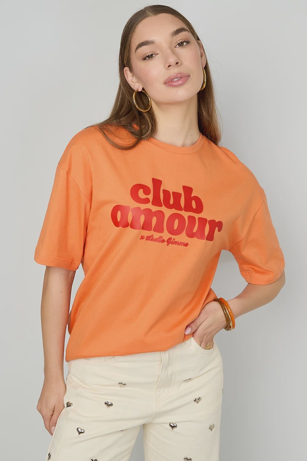 GIMME oversized t-shirt 'Club Amour' - orange