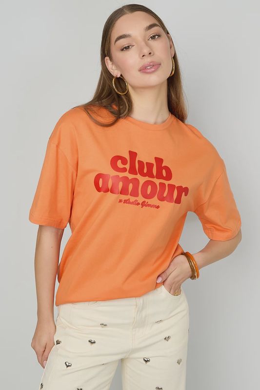 GIMME oversized t-shirt 'Club Amour' - orange