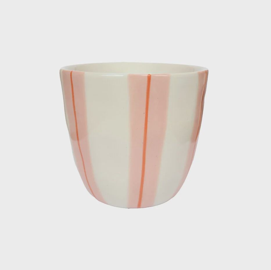 Koffie kopje gestreept - pink/orange
