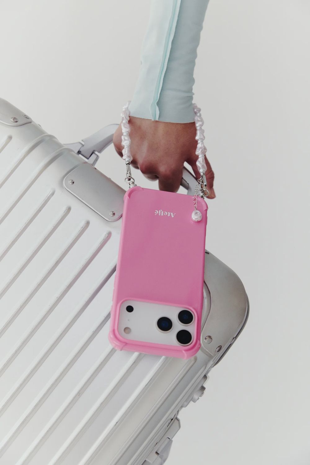 Phone case met ringetjes 'Motel Pink