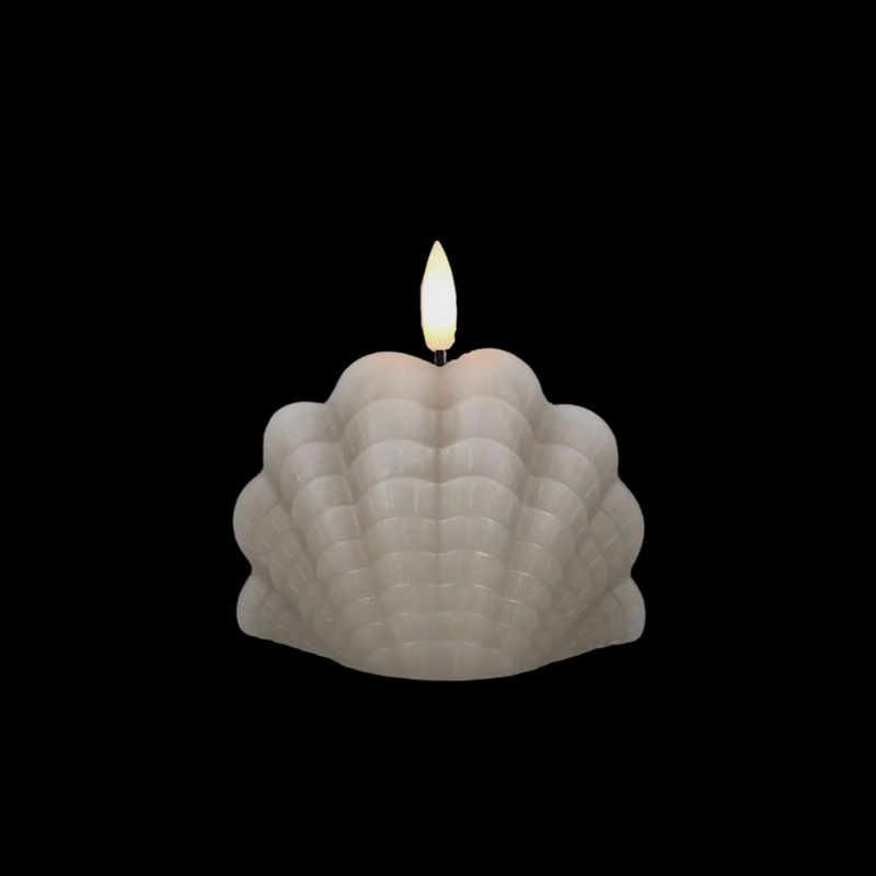 JUNOfires - Schelp LED-kaars maat S | beige
