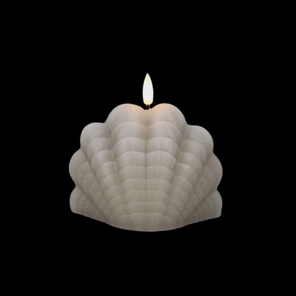 JUNOfires - Schelp LED-kaars maat M | beige