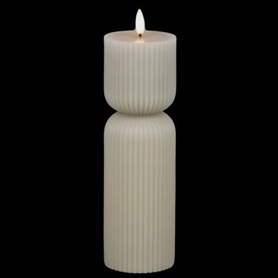 JUNOfires - Hoge ribbel LED-kaars maat L | beige