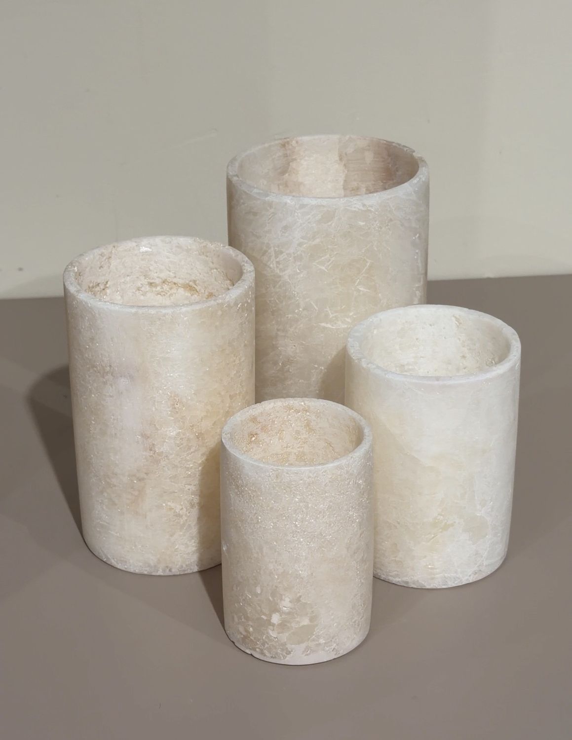 Alabaster waxinelichthouder cilinder | wit