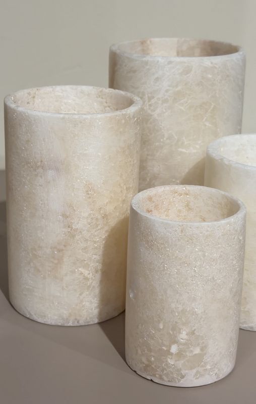 Alabaster waxinelichthouder cilinder | wit