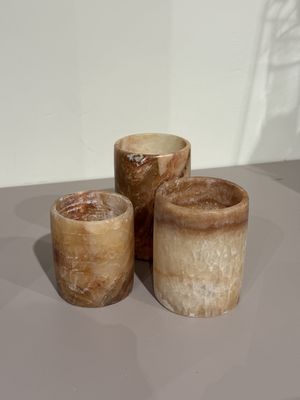 Alabaster waxinelichthouder cilinder | bruin