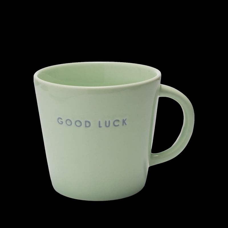 Koffie mok 'GOOD LUCK' - light green | 250 ml