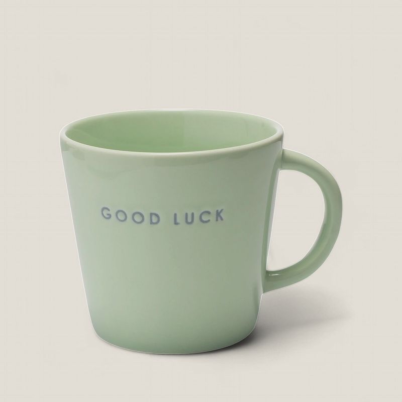 Koffie mok 'GOOD LUCK' - light green | 250 ml