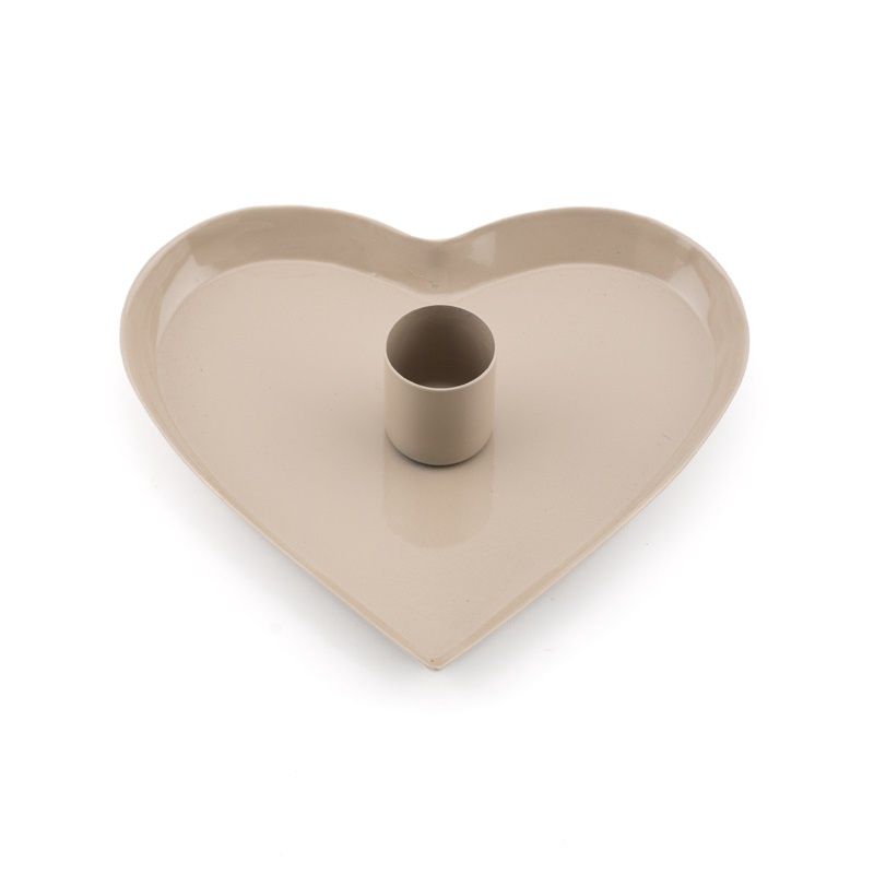 Kandelaar/schaaltje 'LOVIE' - 13x13x4cm, Kleur: Beige