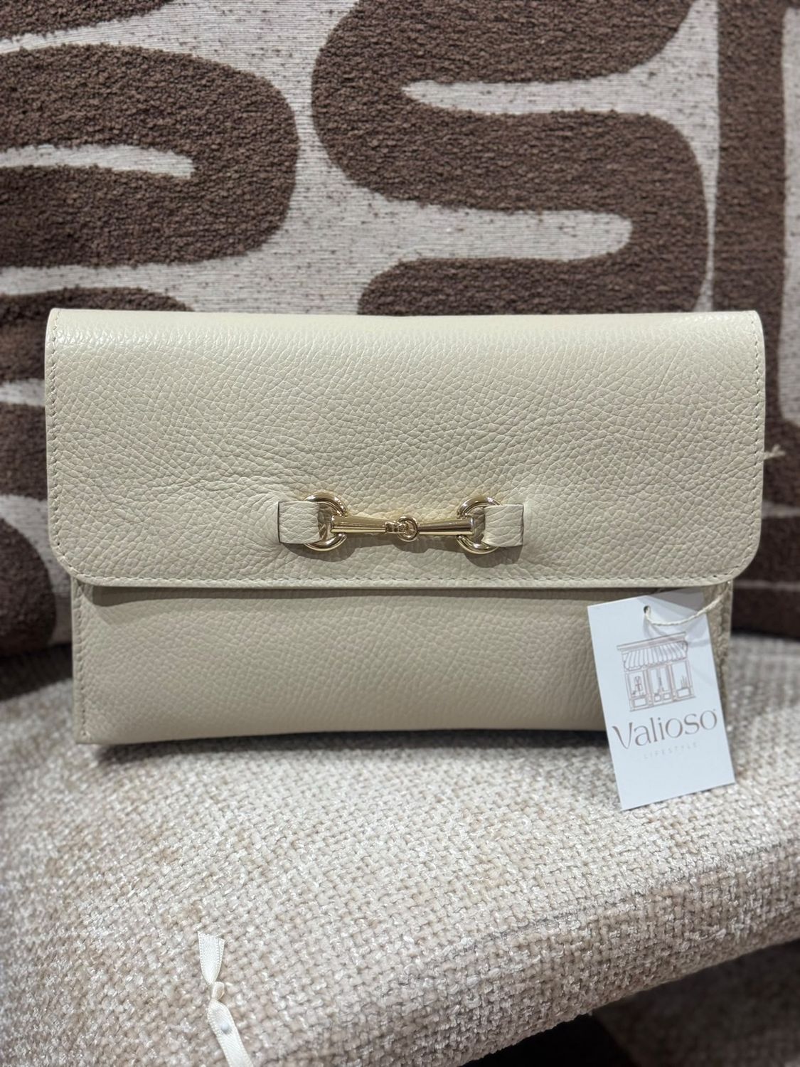 Clutch Goya echt leer - beige