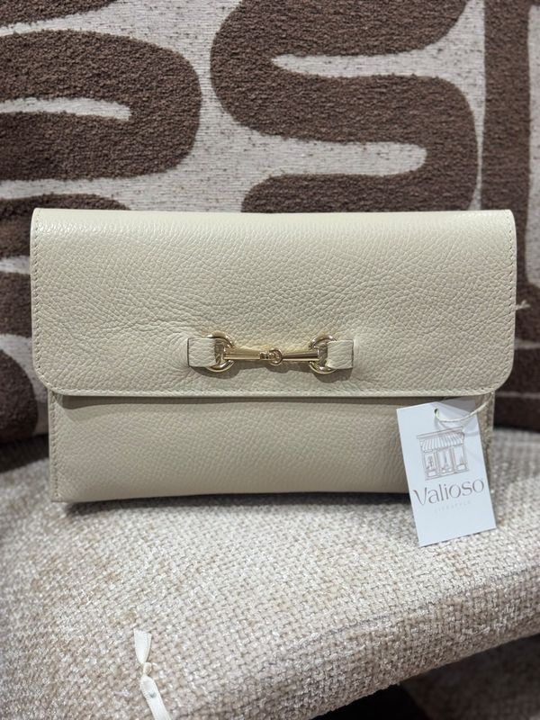 Clutch Goya echt leer - beige