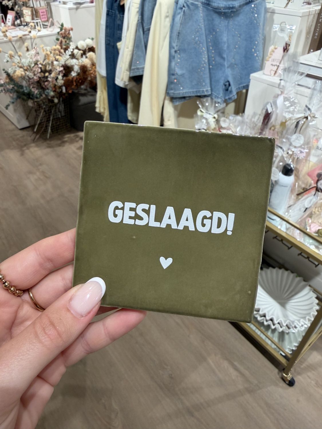 Tegeltje 'geslaagd!', Kleur: groen