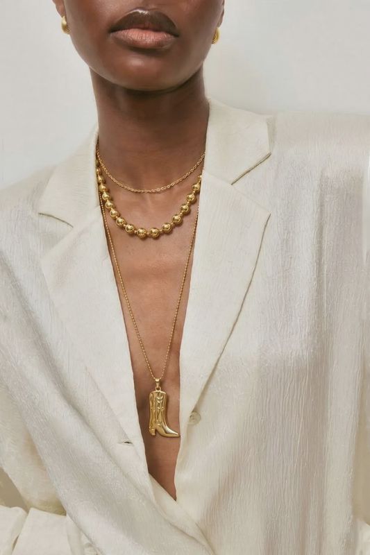Lange ketting Cowboyboot - goud