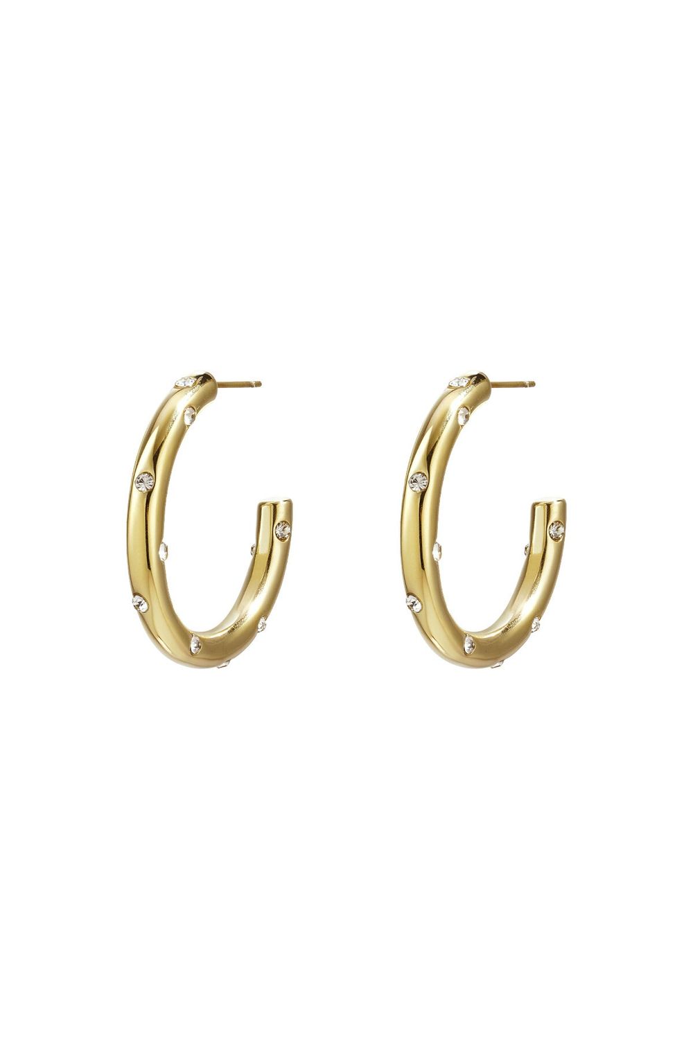 Oorbellen Hoop Strass, Kleur: Goud