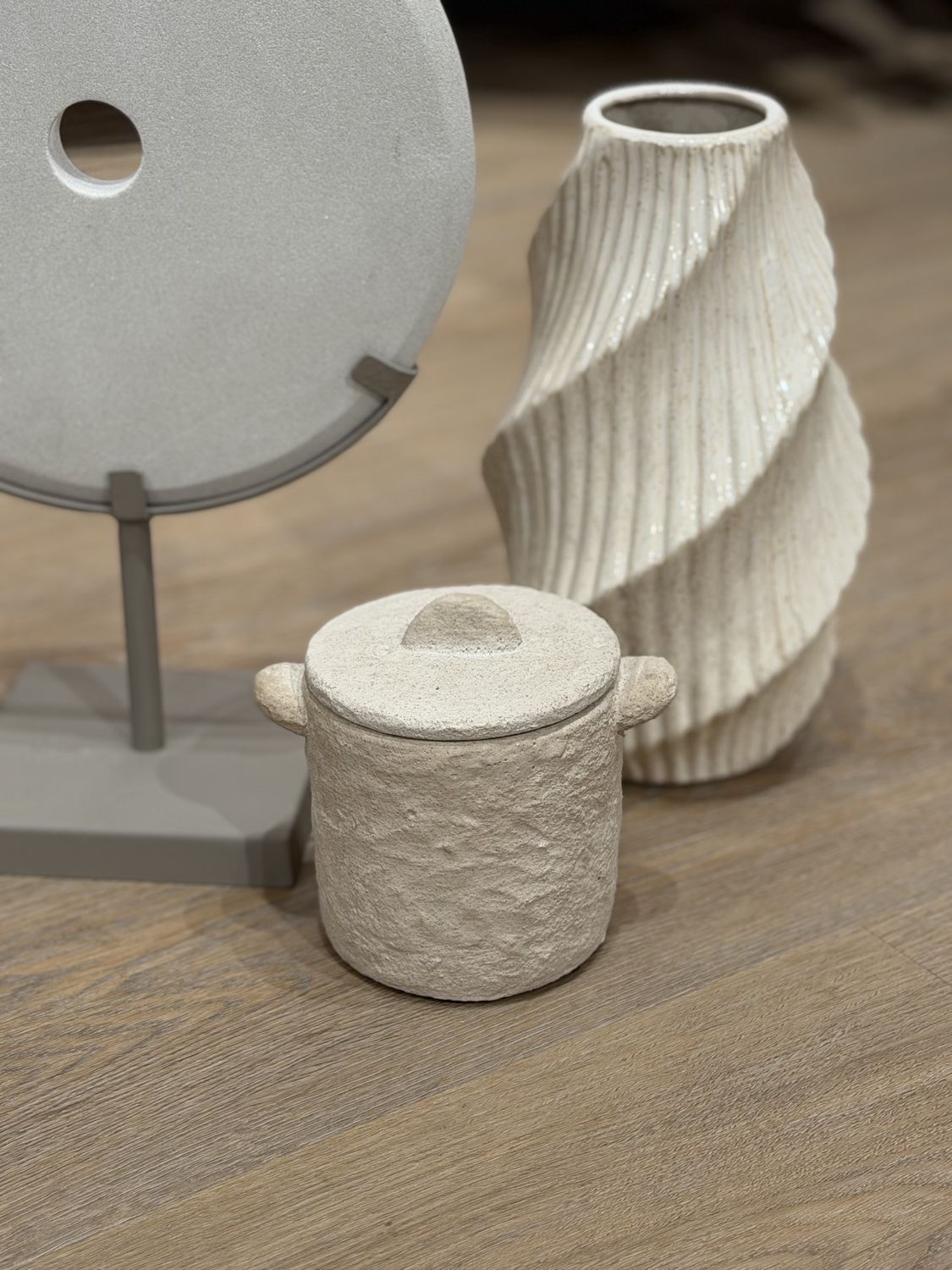 Aardewerk pot met deksel TIERRA | beige, Maat: S - 14,5x11x13cm