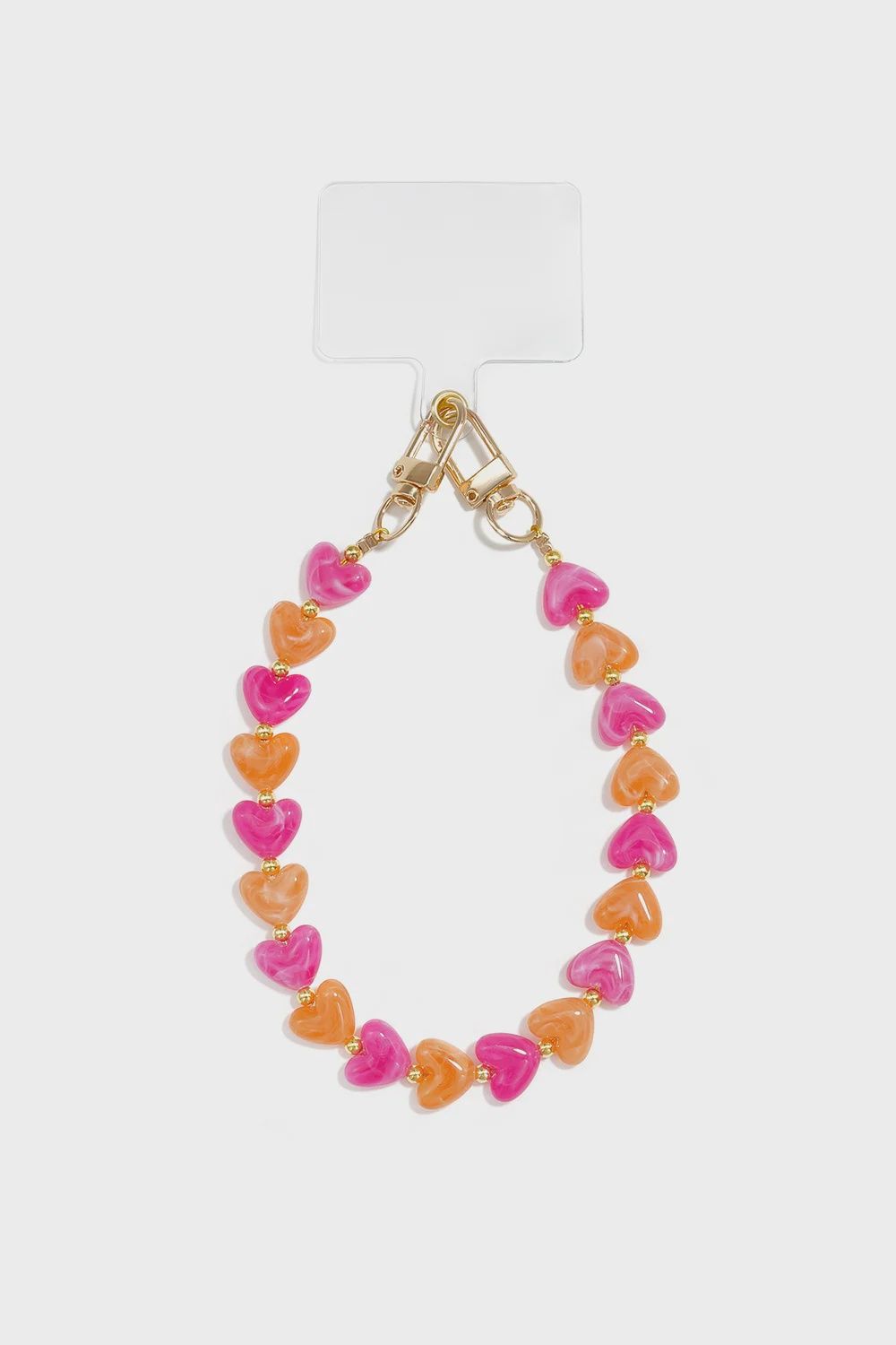 Telefoonkoord Hearts - diverse kleuren, Kleur: oranje/roze