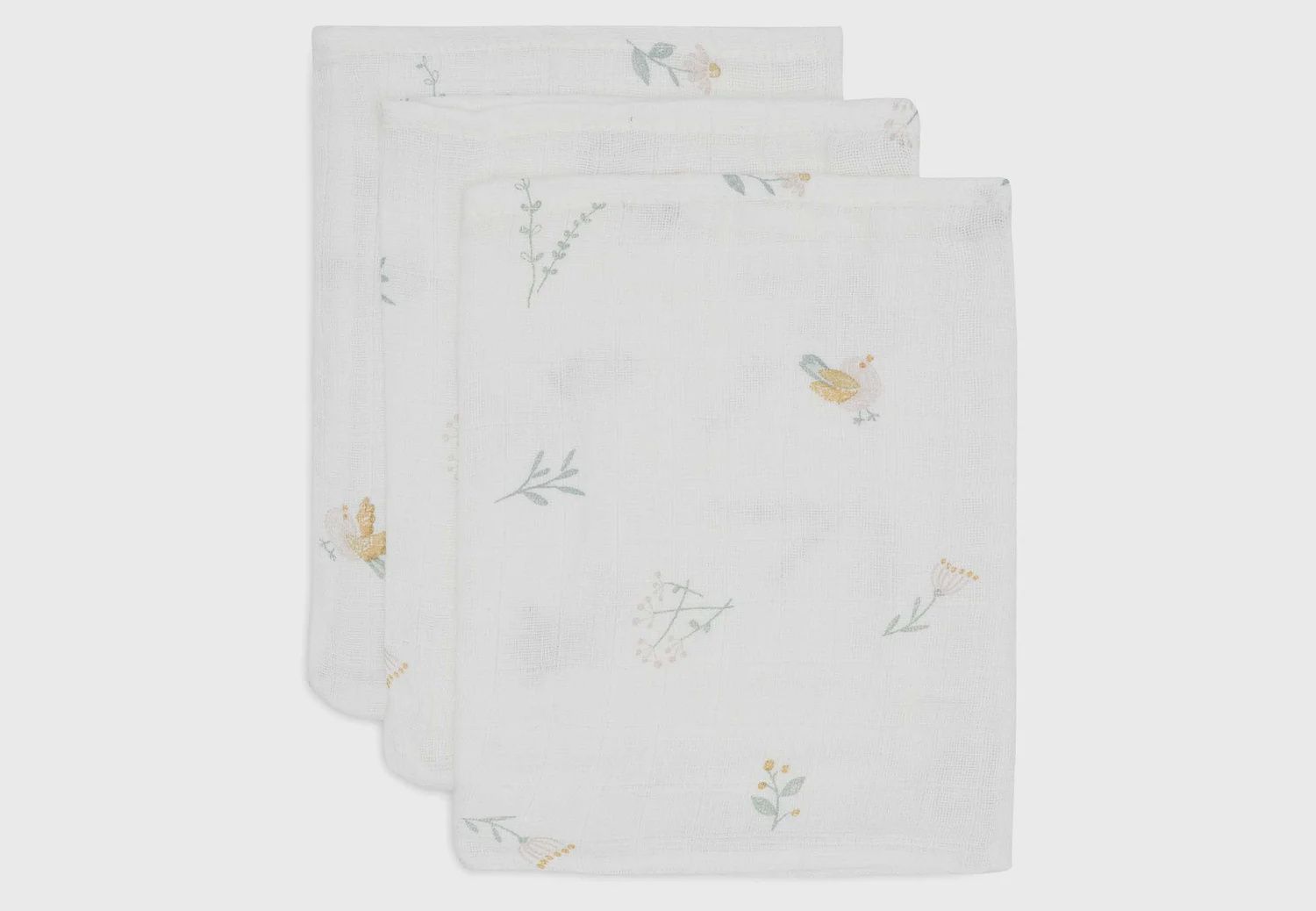 Washandjes hydrofiel | Lovely birds -  3 stuks