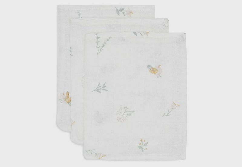 Washandjes hydrofiel | Lovely birds -  3 stuks
