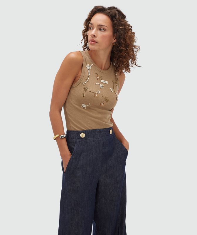 JV CALIX top - khaki melange