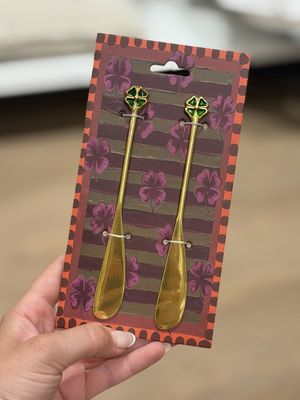 Botermesjes Klavertje Vier | set van 2 - groen/goud
