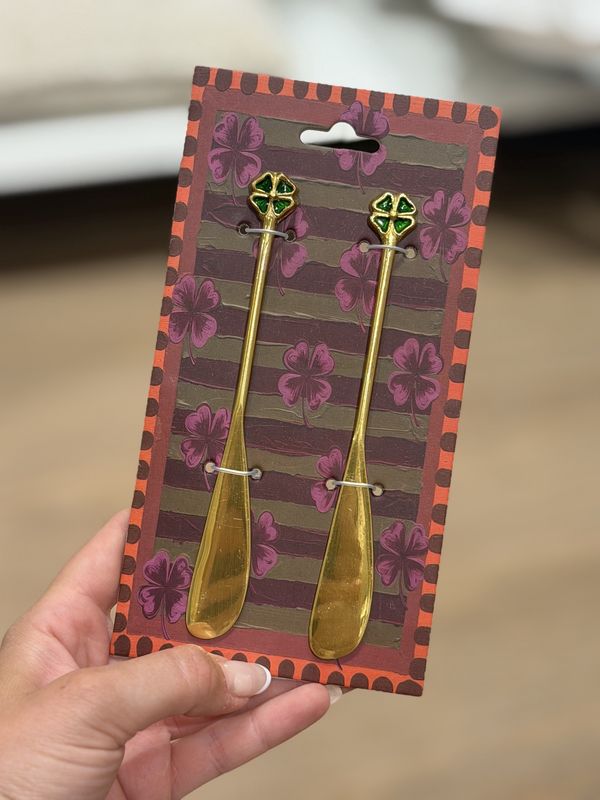 Botermesjes Klavertje Vier | set van 2 - groen/goud