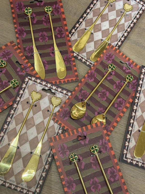Botermesjes Klavertje Vier | set van 2 - groen/goud