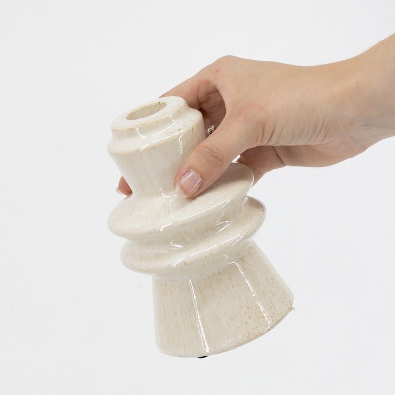 Kandelaar PILE | 9,5x9,5x14cm - beige