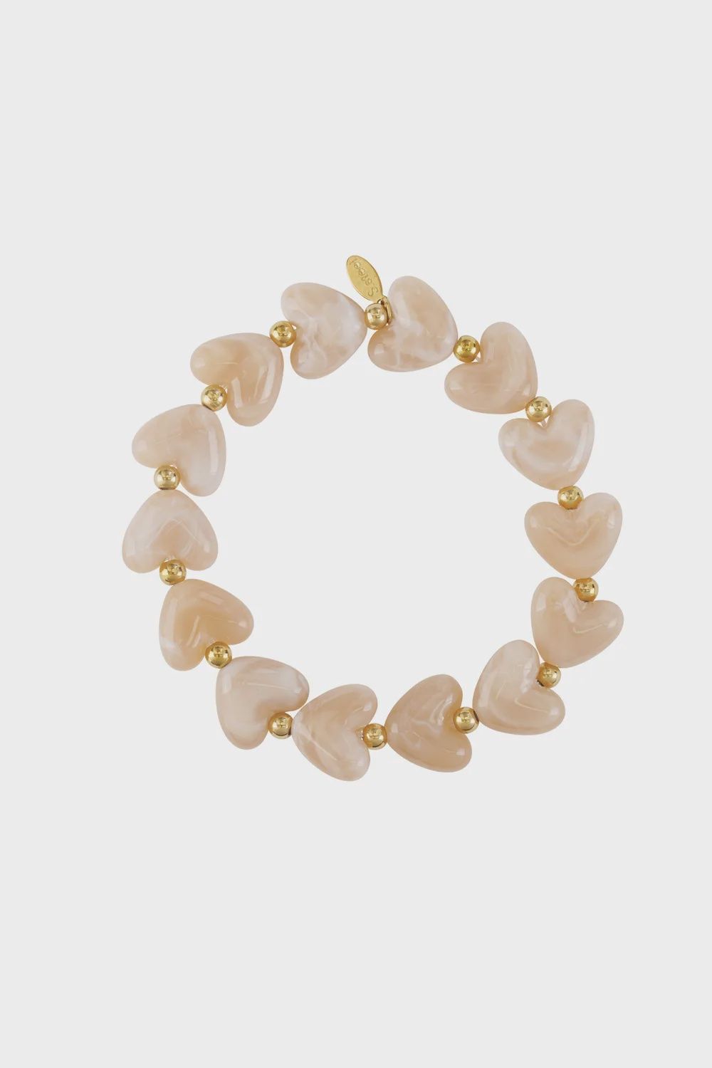 Armbandje Hartjes | diverse kleuren, Kleur: Licht bruin