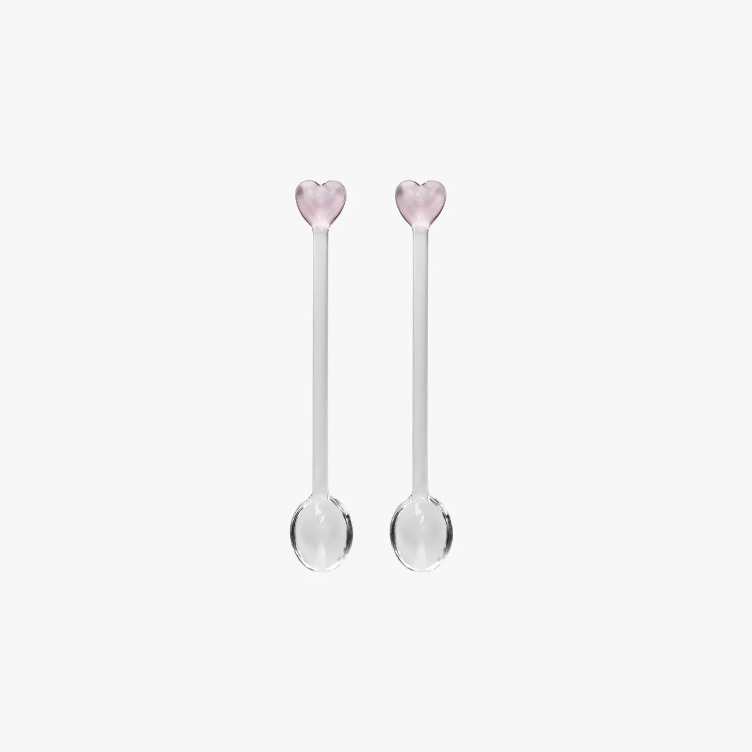Lepels met hartje | set van 2 - glas/pink
