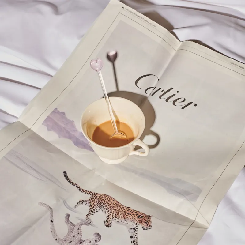 Lepels met hartje | set van 2 - glas/pink