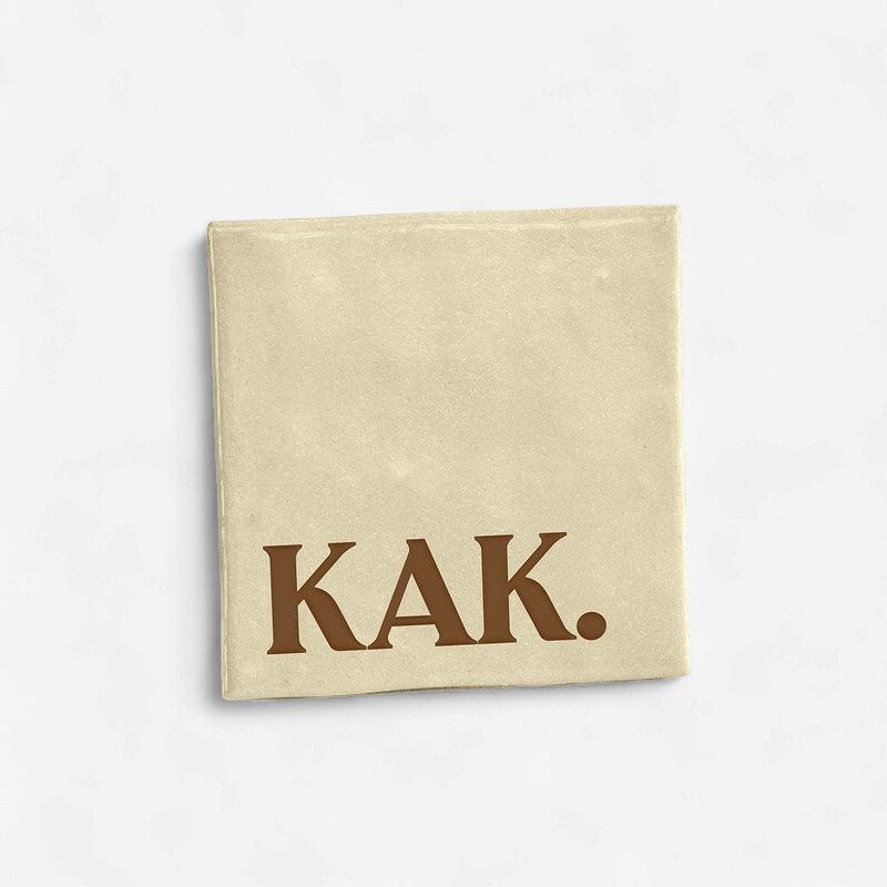Tegeltje 'KAK' | 10x10cm - beige/goud
