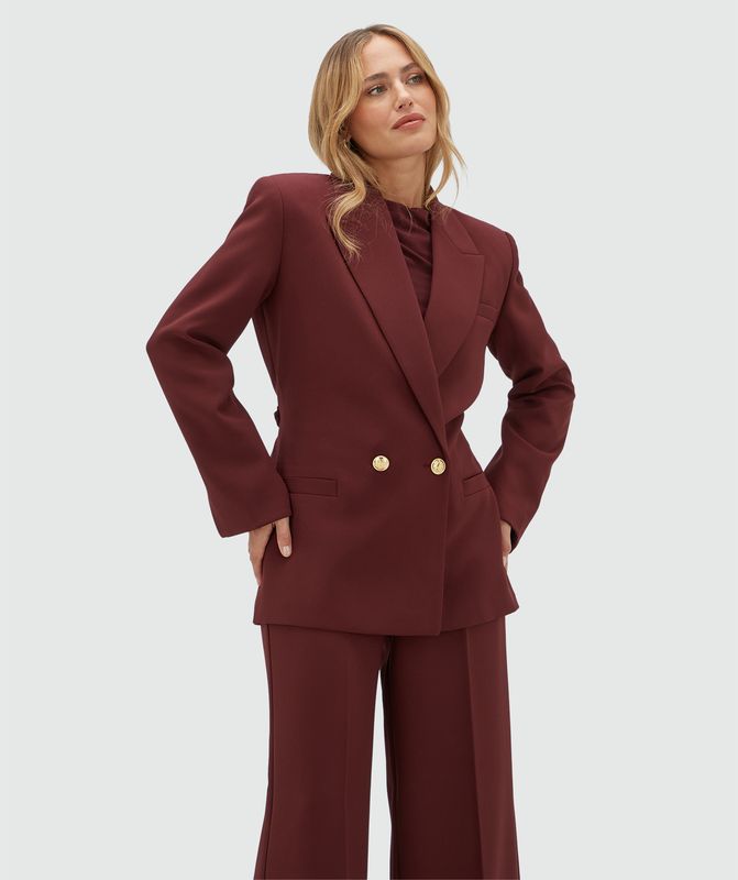 JV-DEE blazer met ceintuur | burgundy