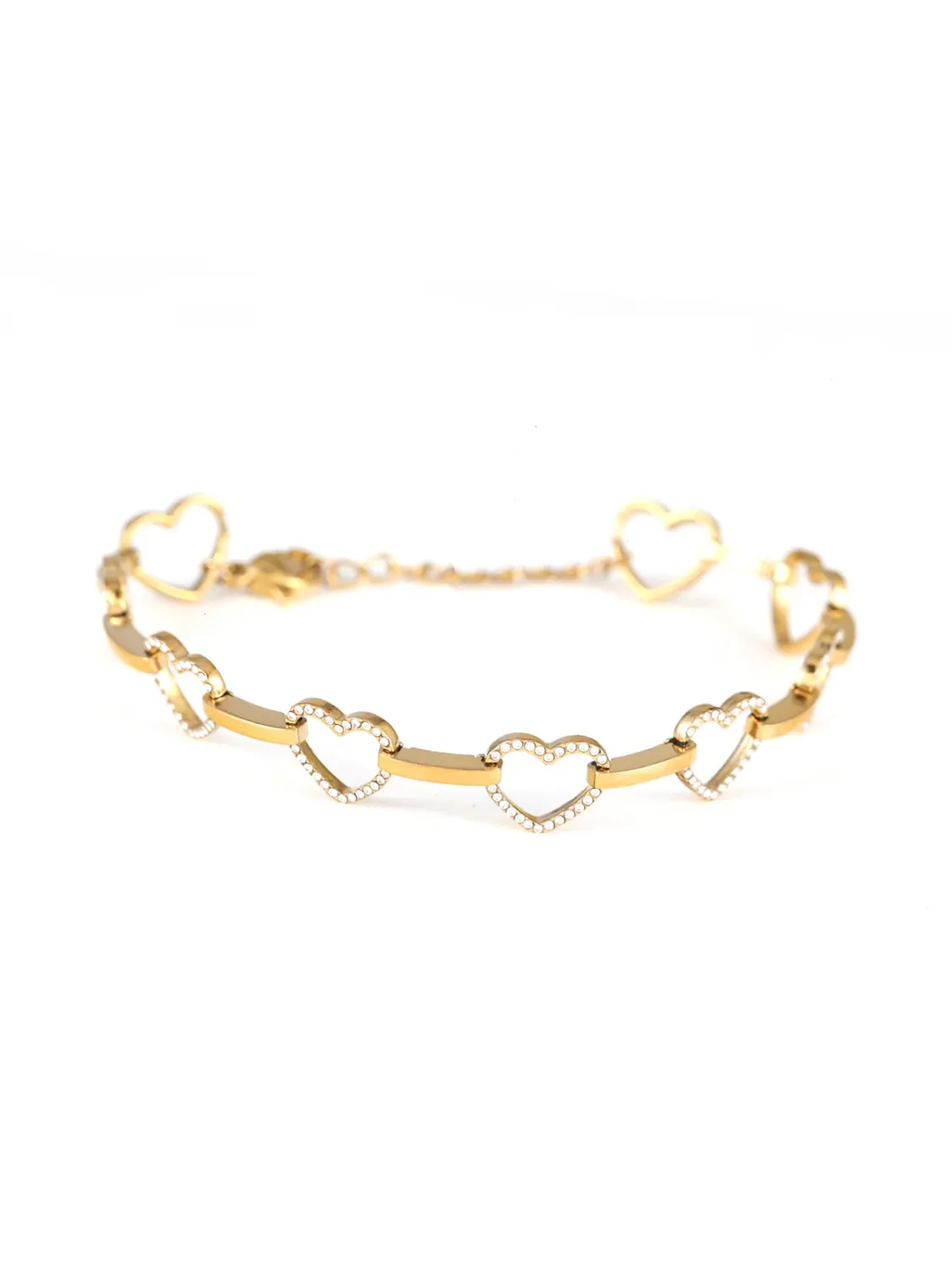 Armband Chain/Strass, Soort: hartjes