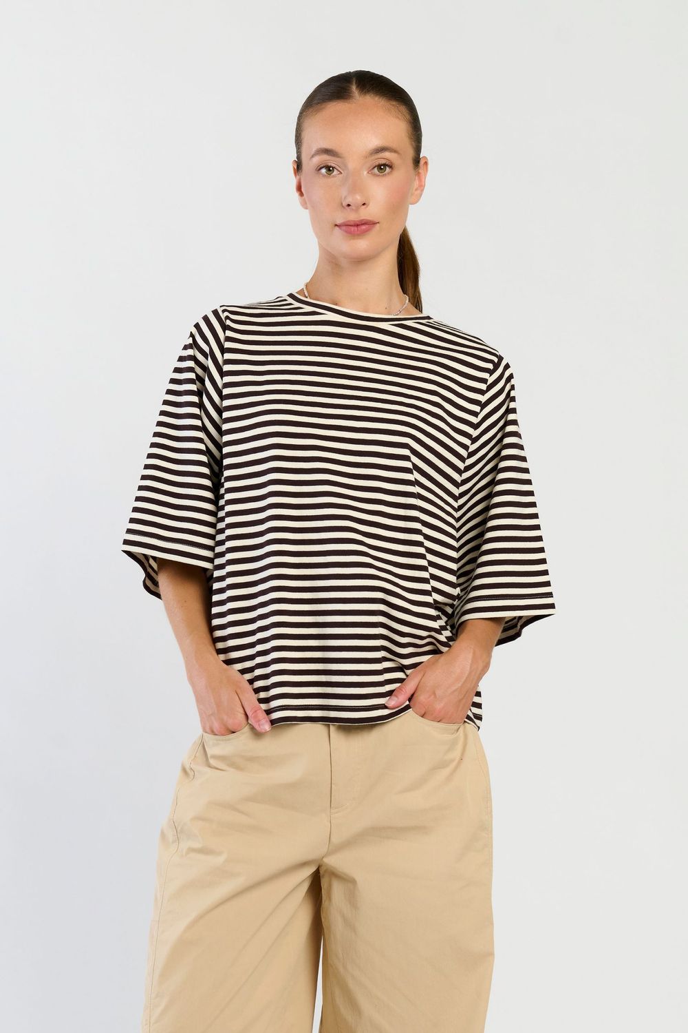 SPQ JOTT sweater stripes | brown/off white