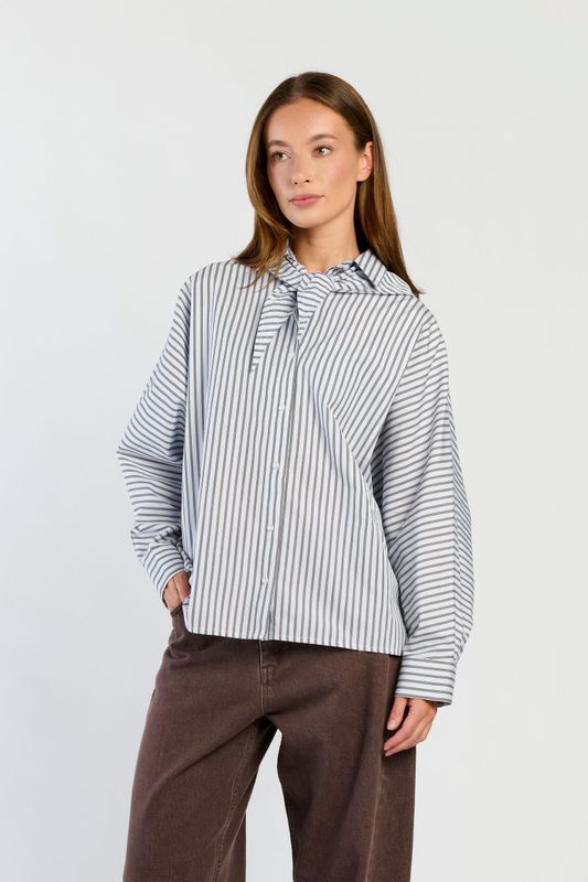 SPQ MARA blouse | blue/brown stripe