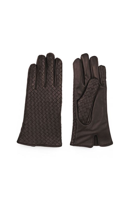 SPQ leren handschoenen gevlochten | dark brown